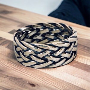 Handcast 925 Sterling Silver Irish Celtic Braided Weave of Eternity Band Ring