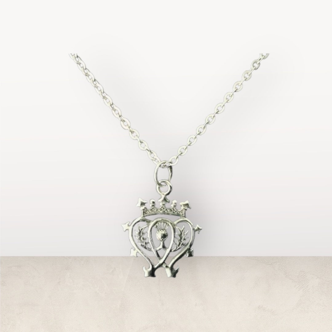 Marcasite Double Heart Luckenbooth Necklace In Sterling Silver - Foto 9