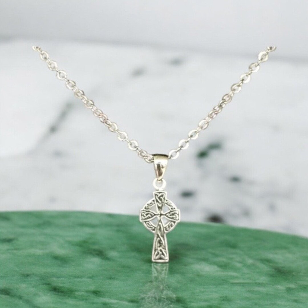 Handcast 925 Sterling Silver Celtic Knot Cross Pendant Necklace + Free ...