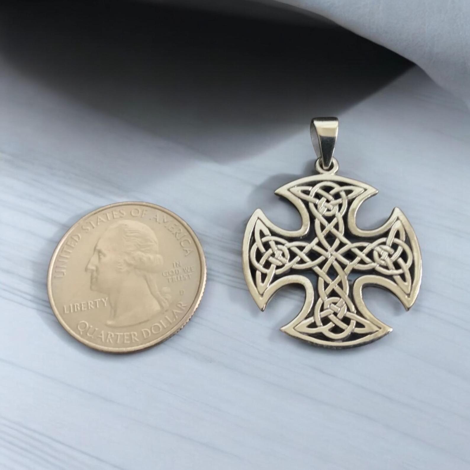 Handcast 925 Sterling Silver Equal Sided Celtic Cross Pendant Necklace ...