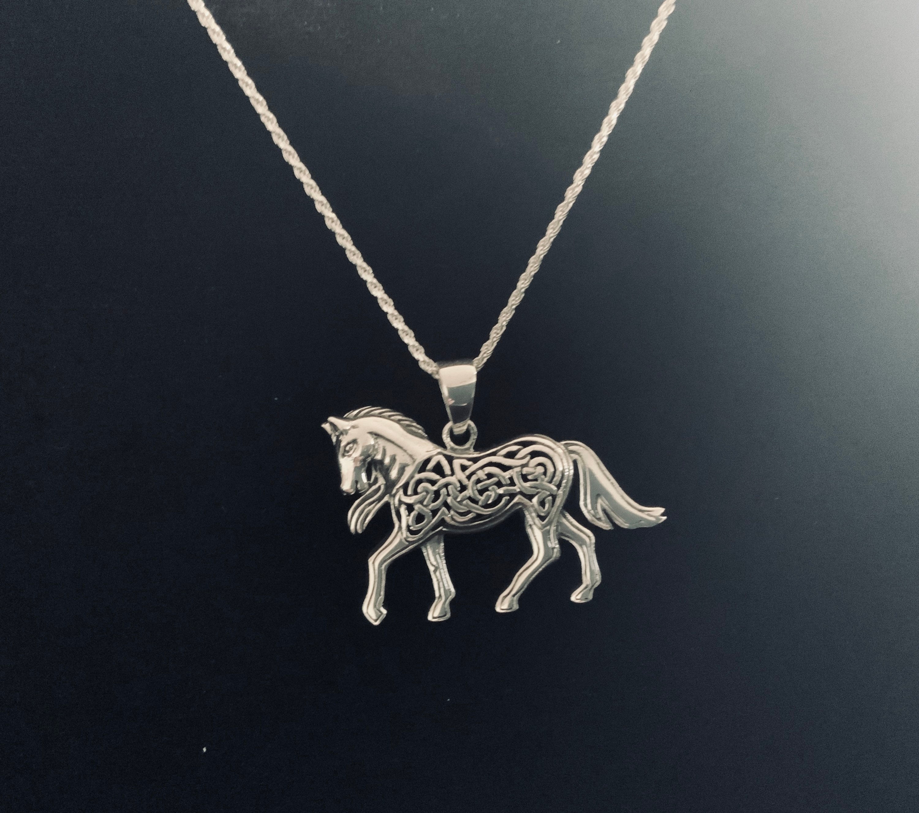 Pendentif Epona En Argent Sterling 925 - Déesse Celtique Des Chevaux - Bijou De Collection