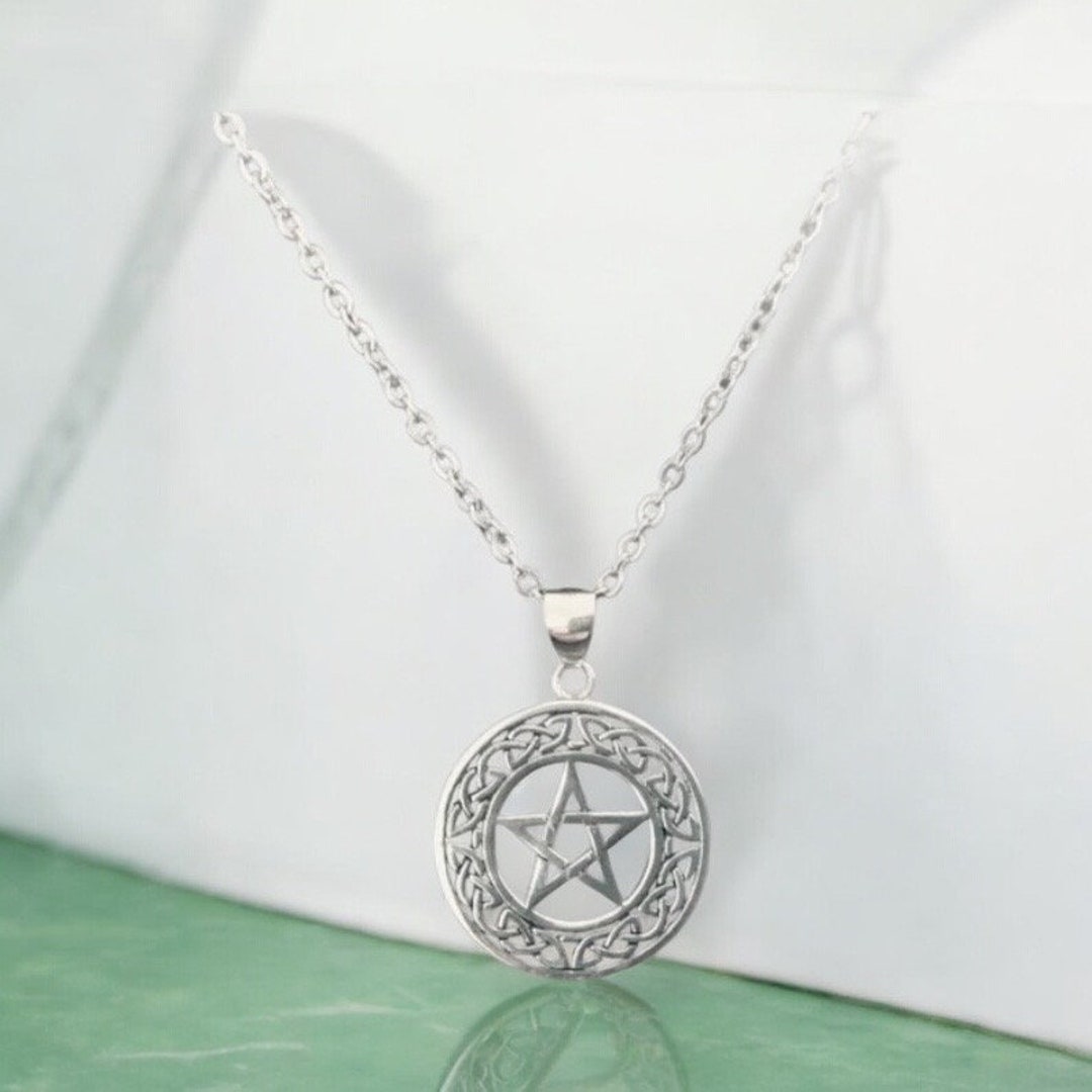 Handcast 925 Sterling Silver Celtic Pentacle Pentagram Pendant + Free ...
