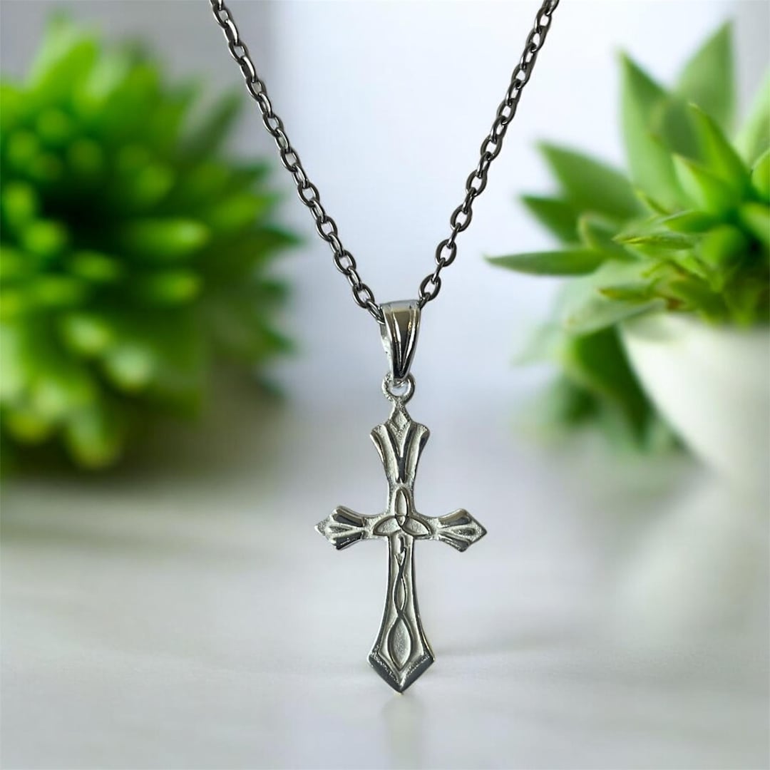 Handcast 925 Sterling Silver Irish Celtic Cross Pendant + Free Chain ...