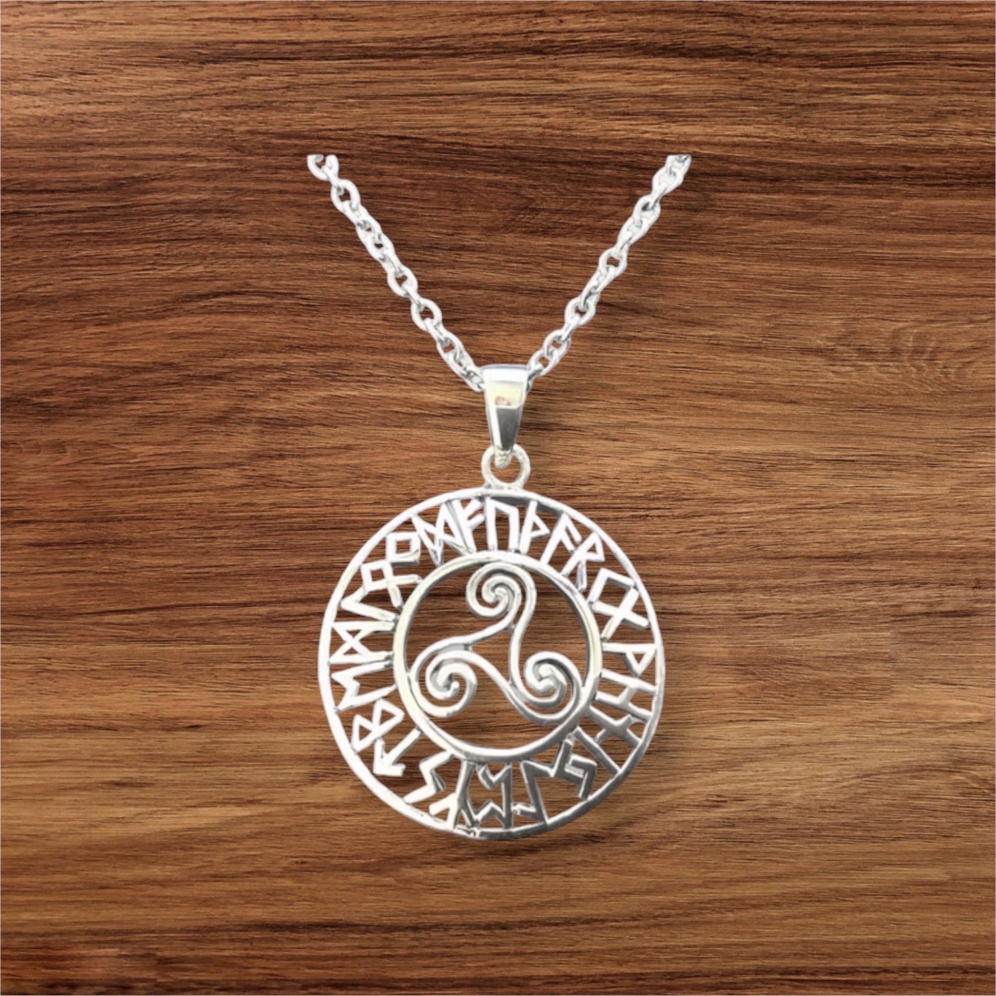 Collar Colgante Espiral De La Vida Plata Esterlina 925 Sólida, Cadena Borde, Varias Longitudes, Con Caja