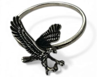 Handgegossener 925 Sterling Silber Adler Vogel Ring