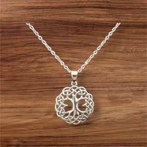 Handcast 925 Sterling Silver Celtic Tree of Life Pendant + Free Chain