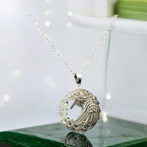 Handcast 925 Sterling Silver Eagle with Celtic Knotwork Pendant Necklace + Free Chain
