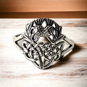 Handcast 925 Sterling Silver Scotland Scottish Double Thistle Ring Outlander