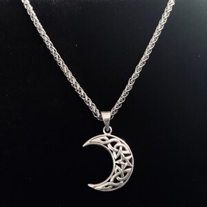 Handcast 925 Sterling Silver Irish Celtic Crescent Moon Pendant + Free ...