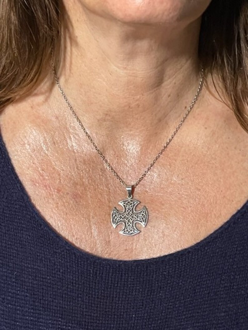 Handcast 925 Sterling Silver Equal Sided Celtic Cross Pendant Necklace ...