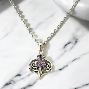 Handcast 925 Sterling Silver Scottish Thistle Pendant Necklace + Free Chain