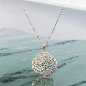 Handcast 925 Sterling Silver Equal Sided Celtic Cross Pendant Necklace + Free Chain