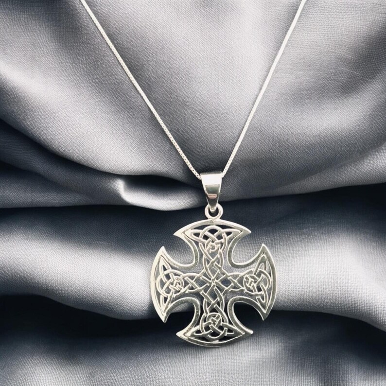 Handcast 925 Sterling Silver Equal Sided Celtic Cross Pendant Necklace ...