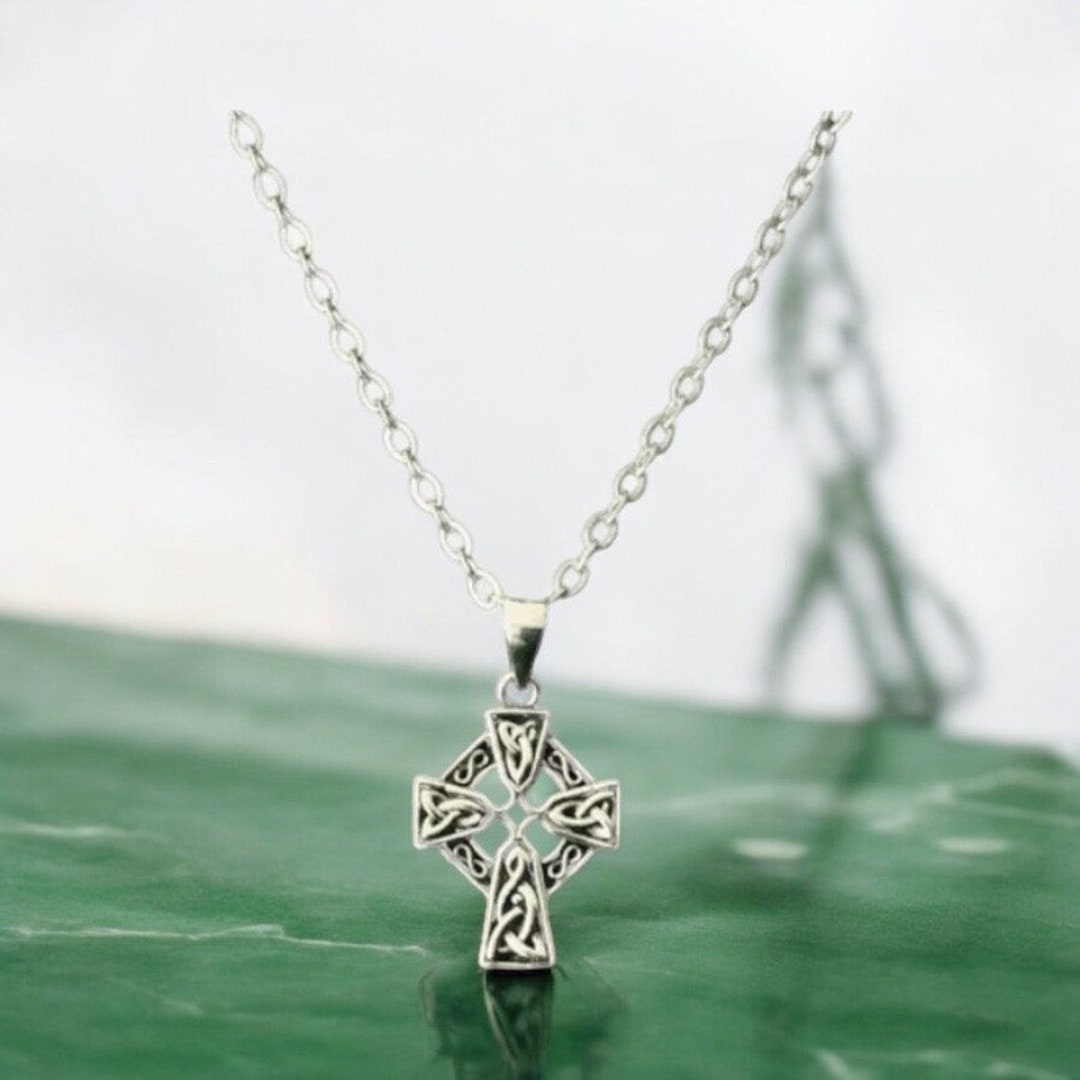 Handcast 925 Sterling Silver Celtic Knot Cross Pendant Necklace + Free ...