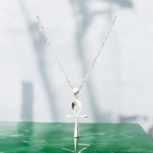 Handcast 925 Sterling Silver Egyptian Ankh Key of Life Cross Pendant + Free Chain