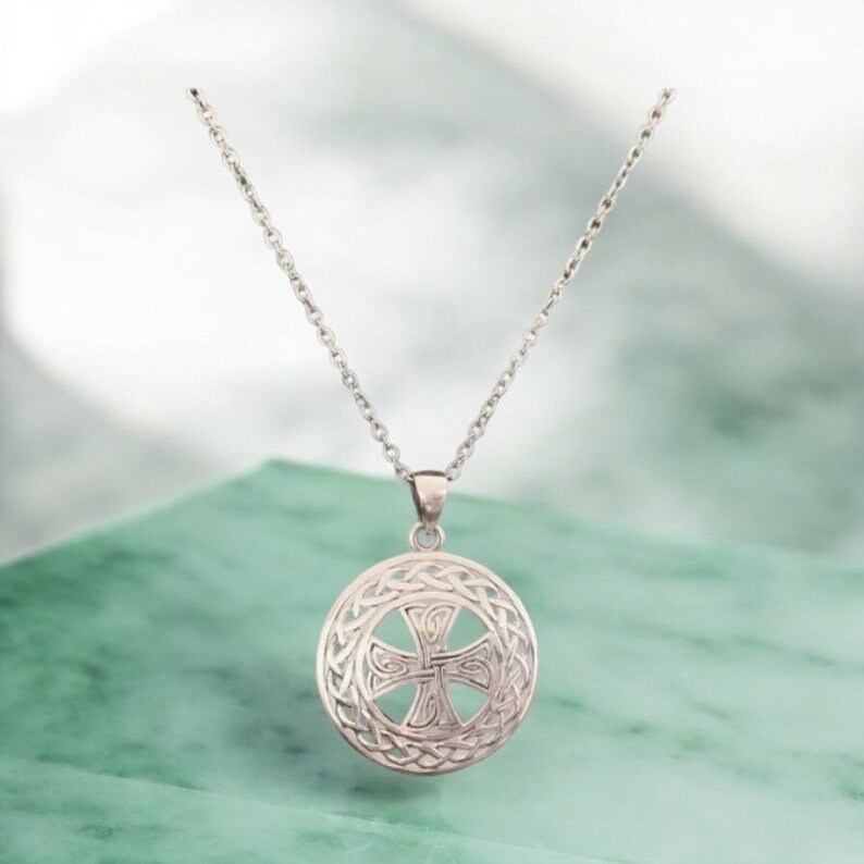 Handcast 925 Sterling Silver Equal Sided Celtic Cross Pendant Necklace ...