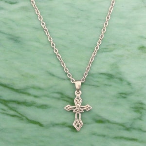 Collier pendentif croix celtique triquetra Trinity en argent sterling 925 coulé à la main + chaîne gratuite