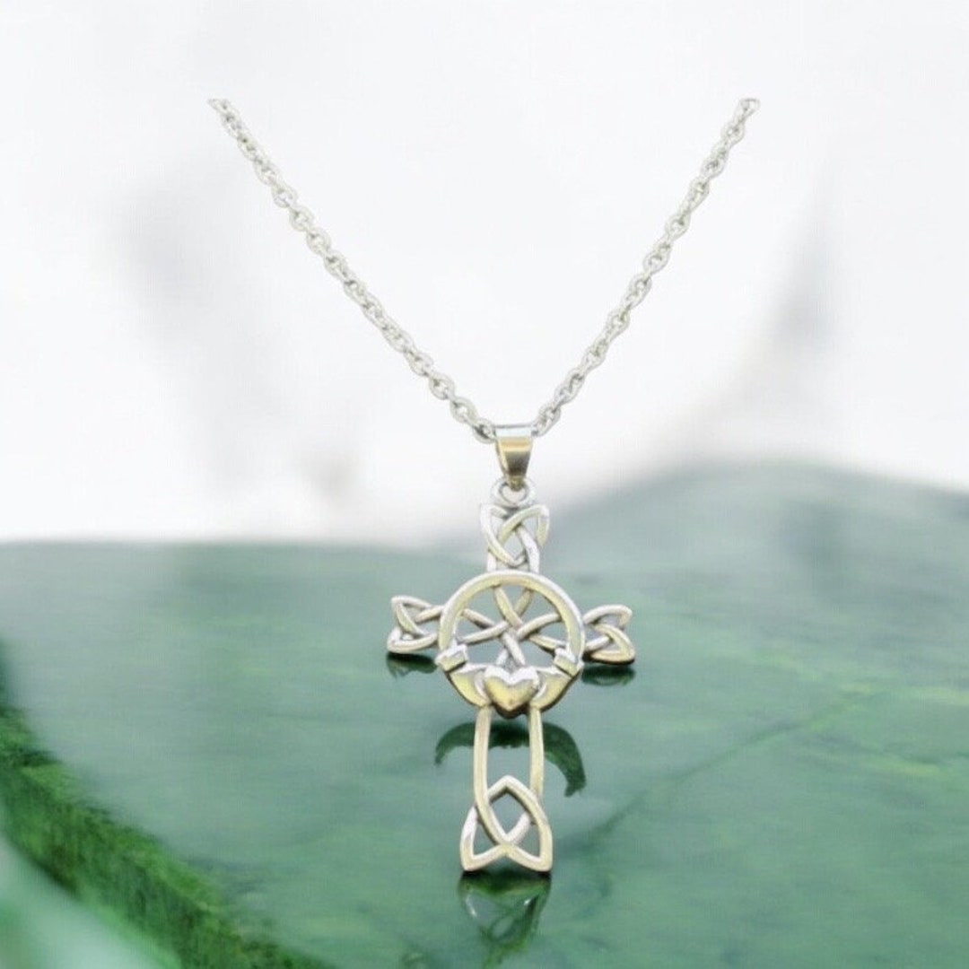 Small 925 Sterling Silver Irish Celtic Claddagh Claddaugh Cross Pendant ...