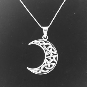 Handcast 925 Sterling Silver Irish Celtic Crescent Moon Pendant + Free ...