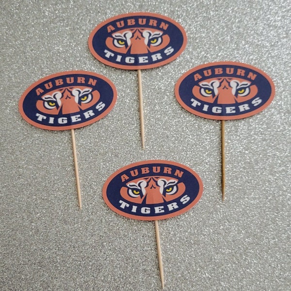 Auburn Tigers cupcake toppers, set of 12.