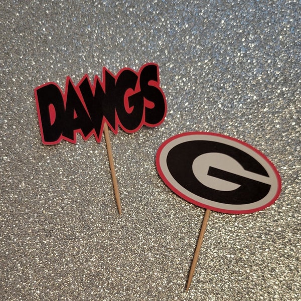 Georgia Bulldogs cupcake toppers, set of 12.