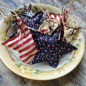 Patriotic star ornaments primitive patriotic decorations 4th of July Stars and stripes primitive bowl fillers