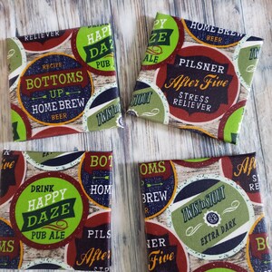 Set of four Beer themed coasters, beer themed decorations, Gifts for dad, Beer lover gifts,unique barware image 6