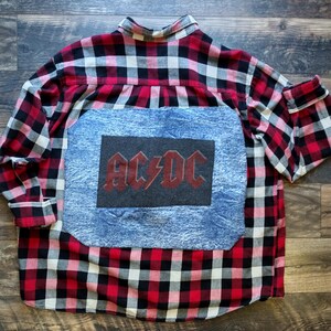 Plus Size Upcycled AC/DC Flannel Shirt: Vintage Band Tee - Etsy