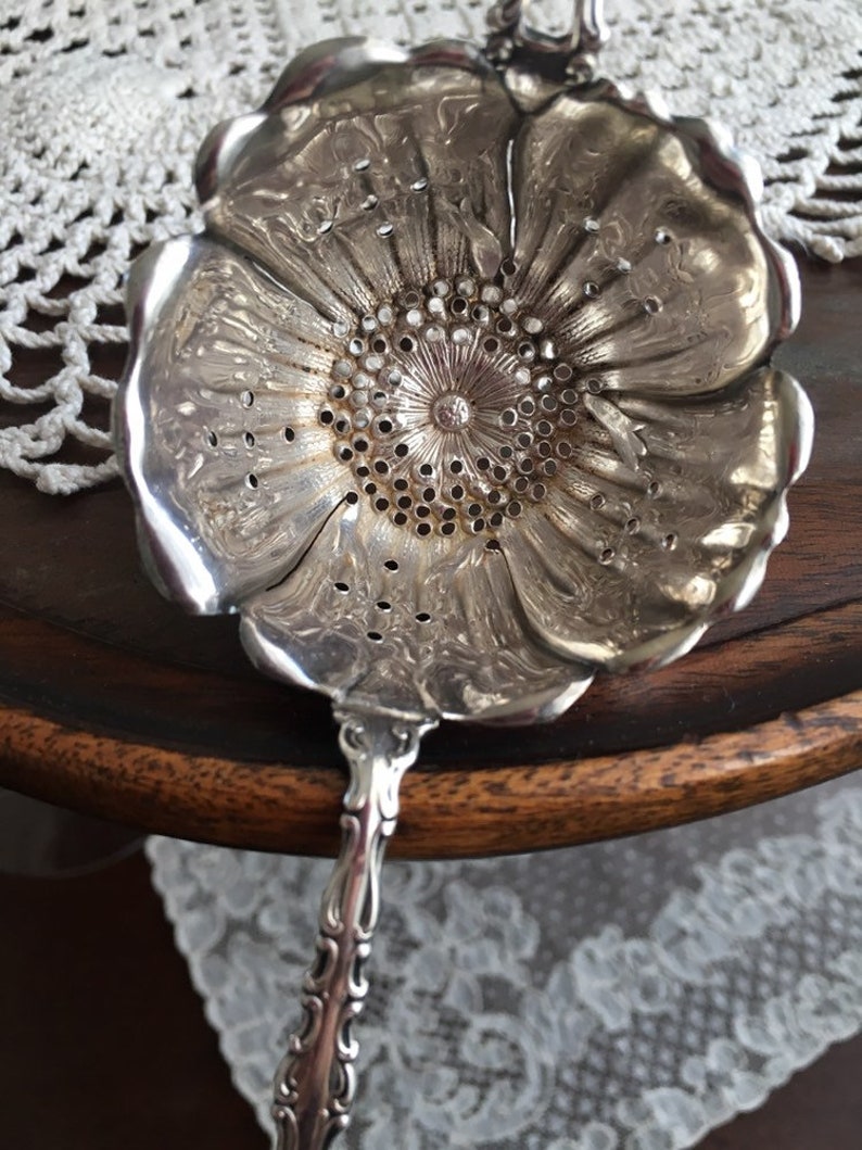 Gorham Collectible Sterling Silver Flower Cup Tea Strainer
