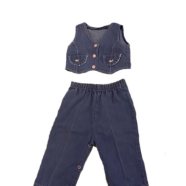 Vintage Baby Girl 2pc Jean Set Made in Canada