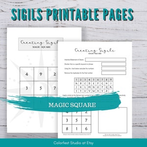 May include: Printable pages for creating sigils using a magic square. The pages include instructions and a chart to help you create your own sigils.