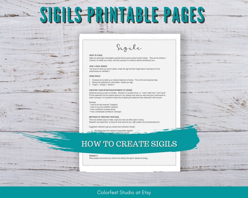 Sigil Wheels, Squares & Templates. Printable Pages to Create Magic Sigil Symbols to Manifest Your Intentions for Grimoire or Book of Shadows image 2