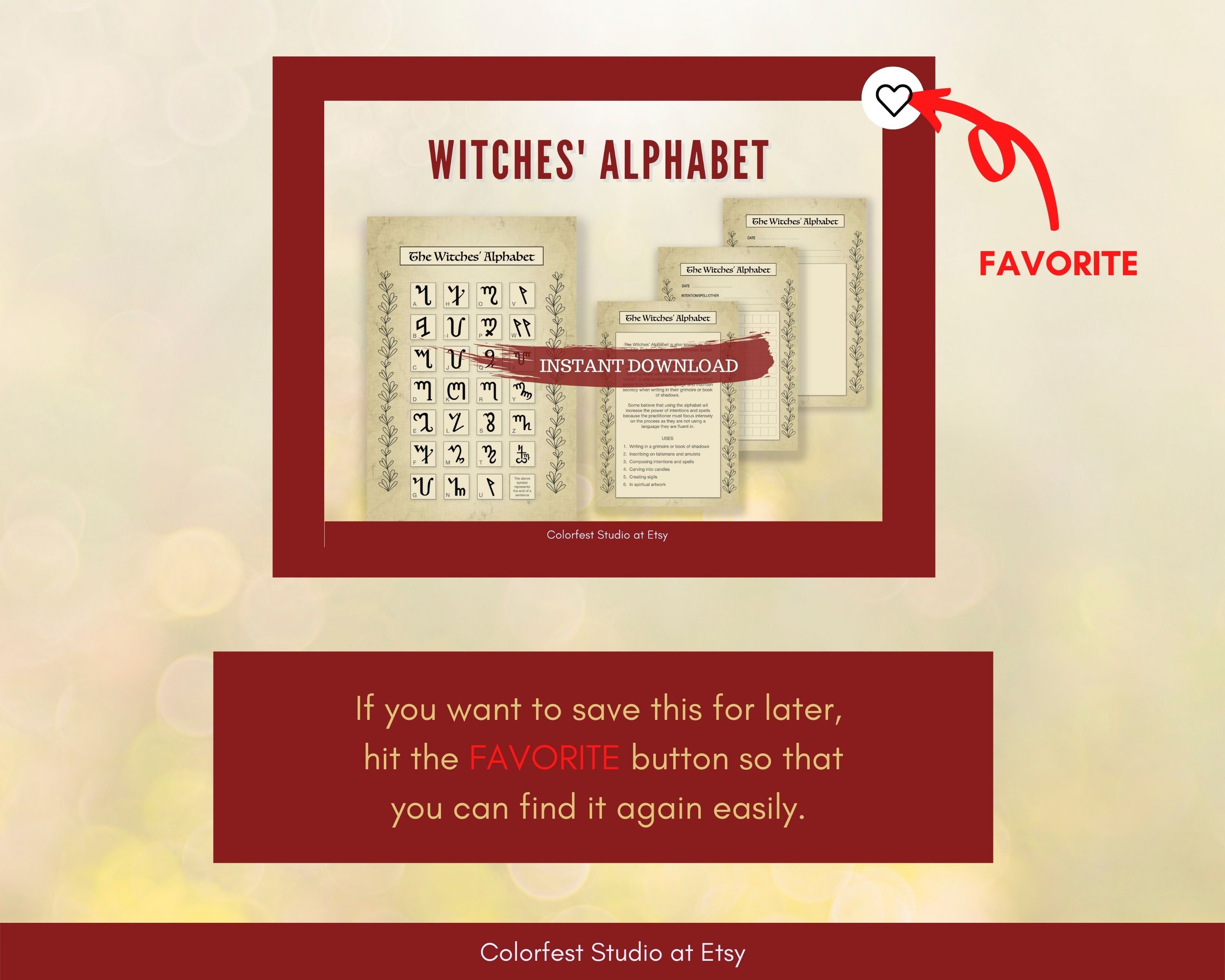 Witches Alphabet Theban Script Pack. Insert No. 9 for the Colorfest ...
