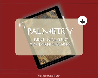Palmistry Book Pages. Insert for Colorfest Digital Grimoire Book of Shadows. Basic Palm Reading Cheat Sheets and Hand Diagrams