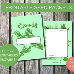 Printable Seed Packets for Vegetables, Herbs, Flowers - 60 Different Designs - Seed Saver Envelope Templates - Instant Printable Download