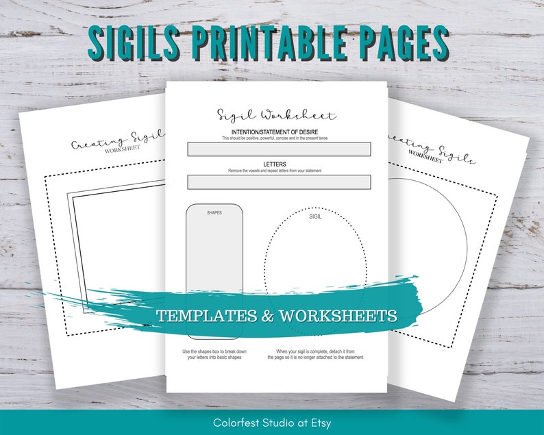 Sigil Wheels, Squares & Templates. Printable Pages to Create Magic Sigil Symbols to Manifest Your Intentions for Grimoire or Book of Shadows image 8