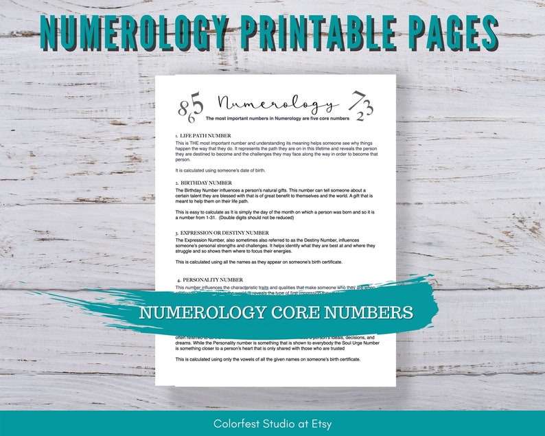 Numerology Charts Printable Pages for Grimoire Book of Shadows ...