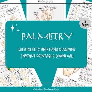 Handlijnkundeboek Afdrukbare pagina's voor Grimoire Book of Shadows. Basisspiekbriefjes voor handlezen en handdiagrammen