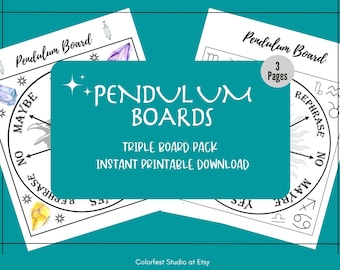 Pendulum Board Printable Pages. Instant Download for your Grimoire Book of Shadows.  Spirit Boards Divination Tool.  3 Different Designs