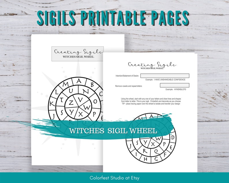 Sigil Wheels, Squares & Templates. Printable Pages to Create Magic Sigil Symbols to Manifest Your Intentions for Grimoire or Book of Shadows image 3