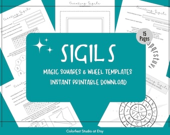 Sigil Wheels, Squares & Templates. Printable Pages to Create Magic Sigil Symbols to Manifest Your Intentions for Grimoire or Book of Shadows