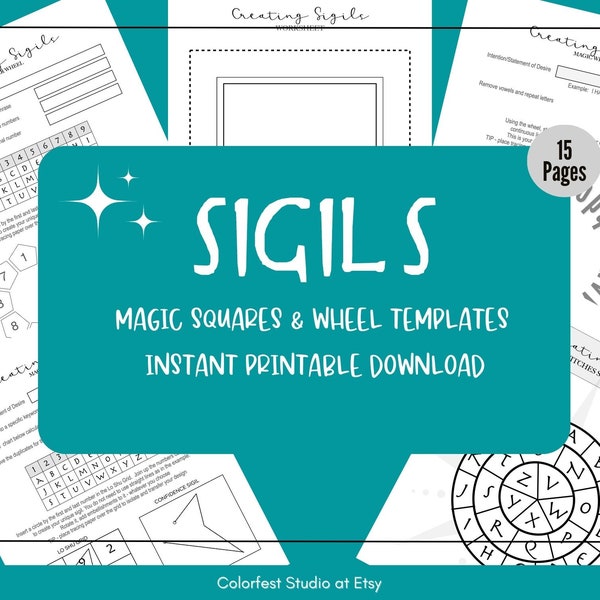 Sigil Wheels, Squares & Templates. Printable Pages to Create Magic Sigil Symbols to Manifest Your Intentions for Grimoire or Book of Shadows