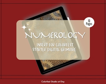 Numerology Insert for Colorfest Digital Grimoire Book of Shadows. Meanings Cheat Sheets and Calculator Charts for the Five Core Numbers