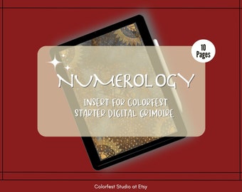 Numerology Insert for Colorfest Digital Grimoire Book of Shadows. Meanings Cheat Sheets and Calculator Charts for the Five Core Numbers