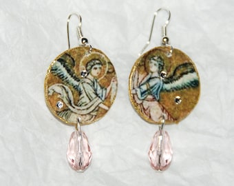 Byzantium collection Angel II earrings pink pendant