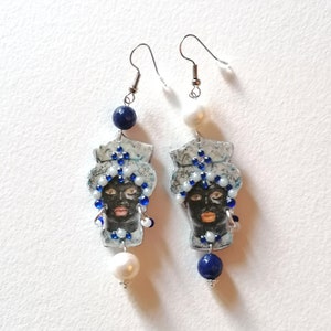 Orecchini Teste di Moro blu