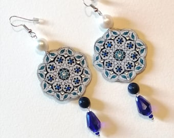 Iznik blue earrings