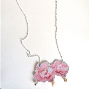 Collana peonie con catena argento