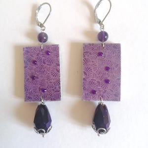 Collezione "I fiori del lago" - Orecchini viola con cristalli e ametista II