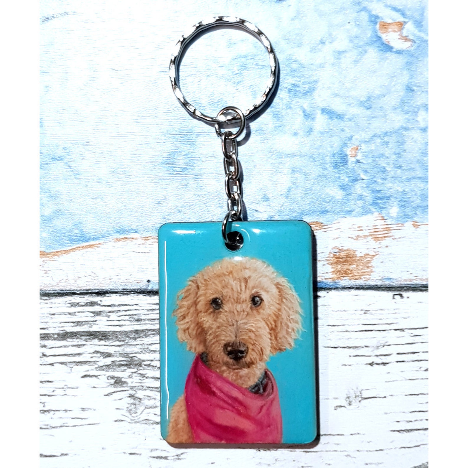Handmade Custom Pet Portrait Keychain hand drawn original Etsy